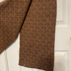 Michael Kors Tan and Brown Geometric Fabric logo scarf
